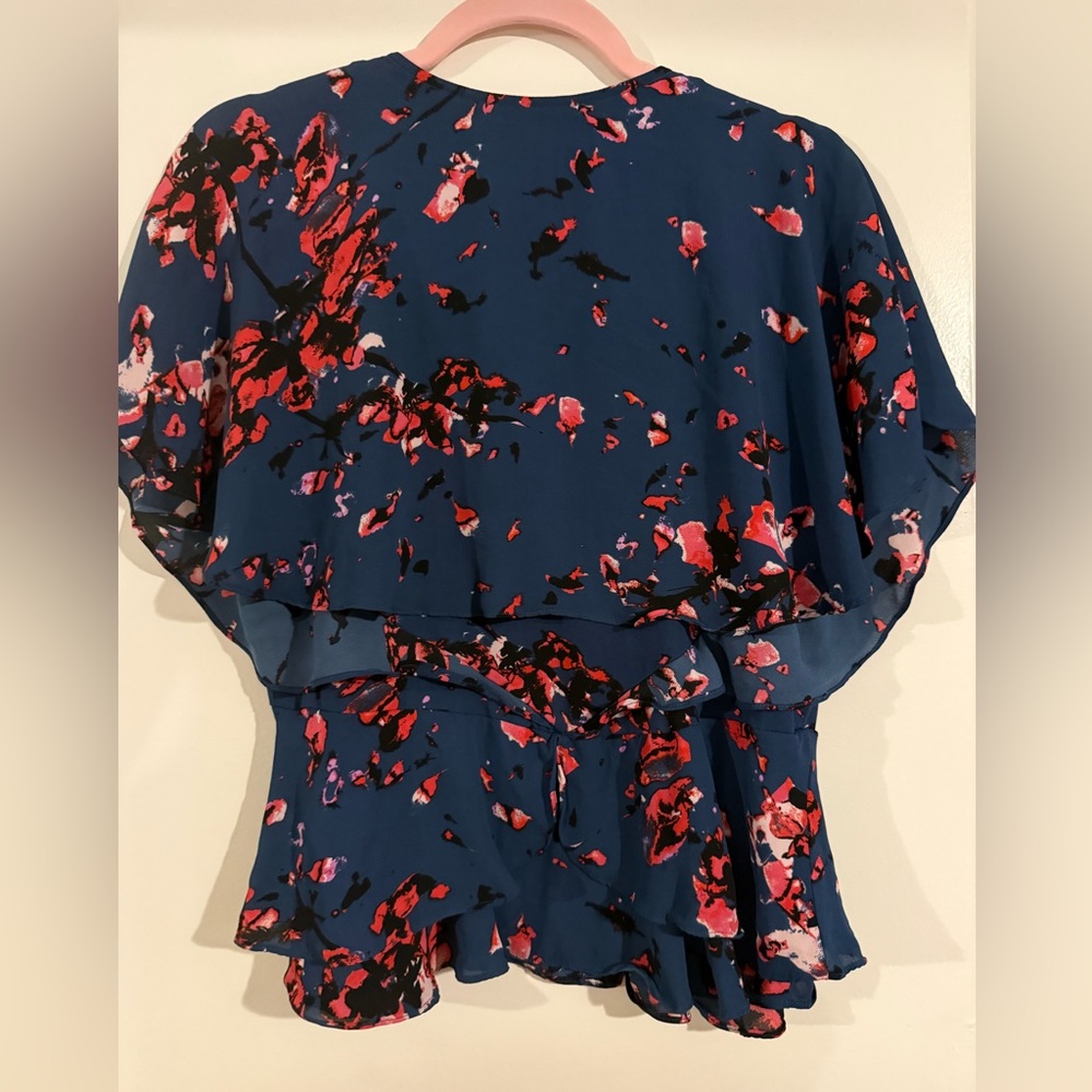 RACHEL Rachel Roy Navy and Pink Floral Blouse - Picture 3 of 3